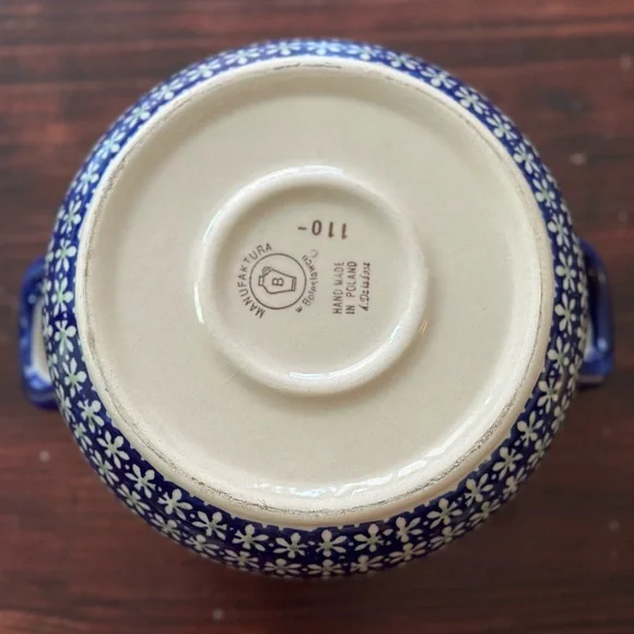 Polish Pottery Server Bowl with handles - Picture 3 of 4